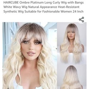 Haircube Ombre Platinum 24" long blonde wig